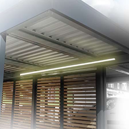 dimmbare Lichtleiste in der Ansicht für Carports und Parkplatz