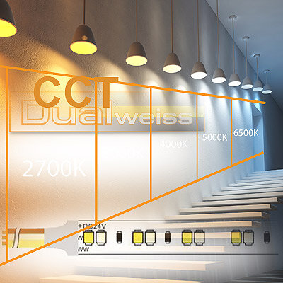 Tutorial 2: Einfarbiges LED Band in weisser Lichtfarbe mit CCT Technik im Vergleich