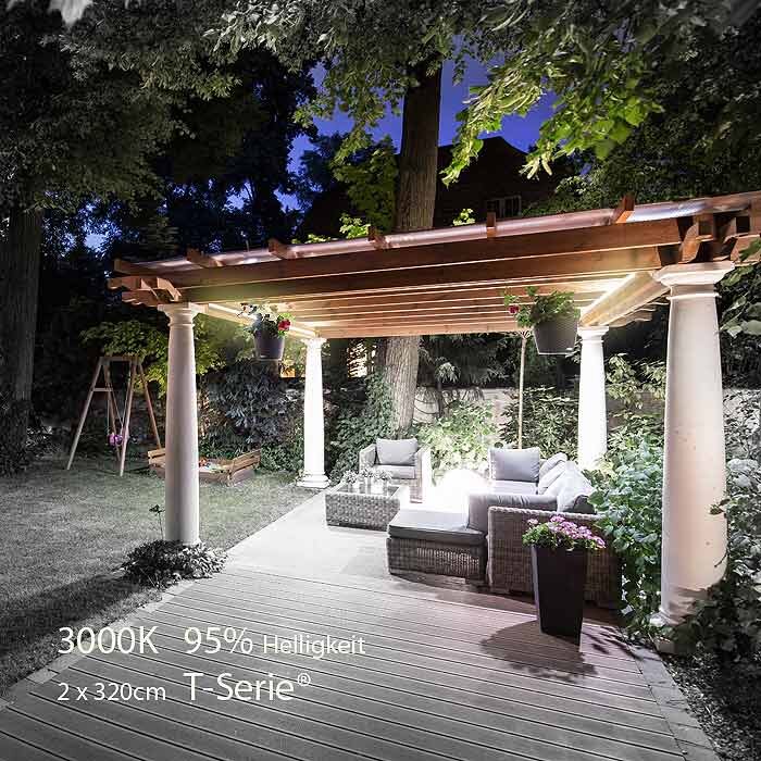 Vordach beleuchtet im Garten mit LED: 24VDC Licht für Pergola