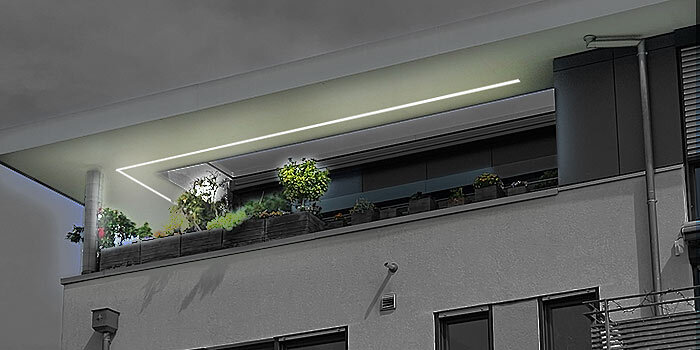 Vordach Beleuchten mit einem LED Schlauch bis 7m Länge von LED-Light-Shop24.de