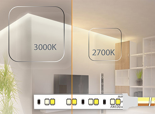 Unterschied der weissen 3000K Lichtfarbe zu der warmweissen 2700K Lichtfarbe