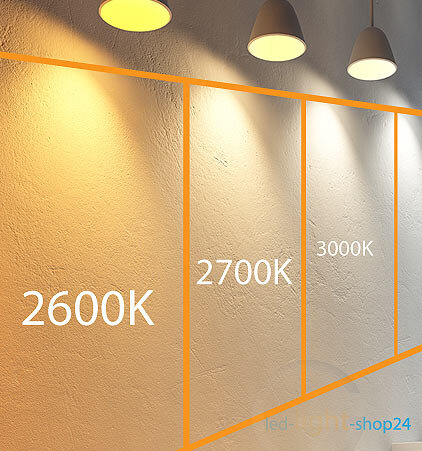 Weisse Lichtfarben bei LED Streifen im Vergleich: 2600K bis 3000K warme Weisstöne für Licht in der modernen Wohnraumbeleuchtung