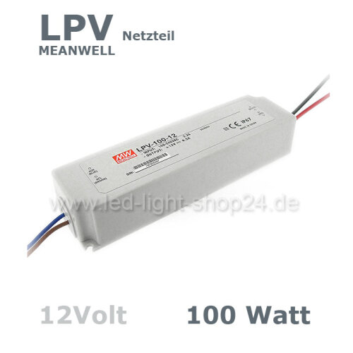 Led Trafo MEANW 12V LPV-Serie 100Watt wasserfest IP67