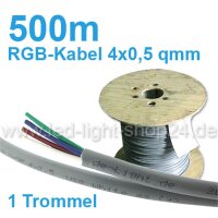 RGB Led Kabel 500m 1 Trommel 4x0,5qmm...