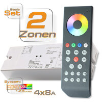 Led Controller RGBW für 2 Zonen mit Funk FB und Farbrad