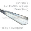 Led Profil 45° 35x35x12mm für indirekte Beleuchtung 160cm Aluminium