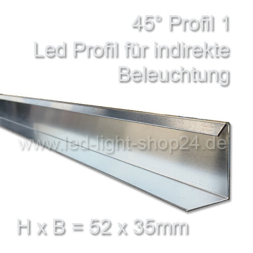 Led Profil 45° 52x35x12mm für Lichtvouten und Unterkonstruktionen