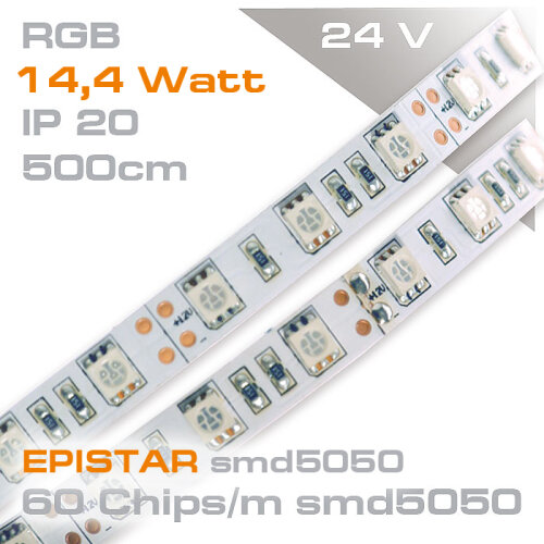 24V EPISTAR smd5050 5m Rolle Led Sreifen RGB IP20