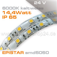 24V EPISTAR smd5050 5m Rolle Led Streifen kaltweiss 6500K...