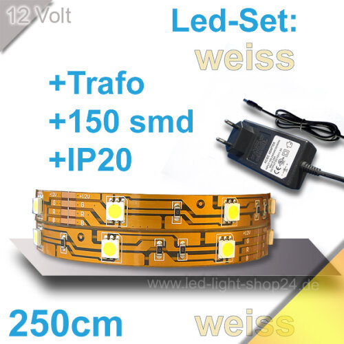 Led Strip Set weiss 30Led`s SMD5050 inkl. Netzteil 1780Lumen