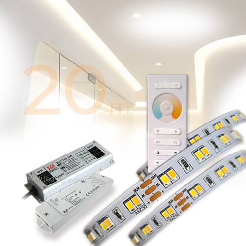 Hochwertiger LED Leuchtstreifen SMD2835 60 LED/Meter für indirekte  Beleuchtung, Dekoration, Wohnraumbeleuchtung, Komplett-Set mit Endkappen  und