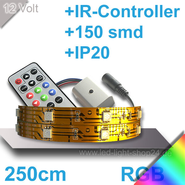 Led Strip Set RGB mit IR Controller/ Netzteil-----Länge 250cm, 83,64 €