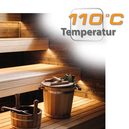 Sauna Beleuchtung: Sauna LED Streifen bis 110°C speziell für hohe