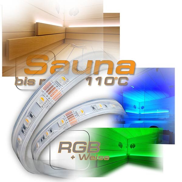 RGB Sauna Farblicht als Beleuchtung: Sauna RGB LED Streifen bis 110°C,  99,79 €