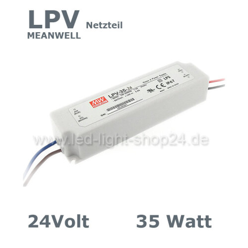 Led Trafo MEANW 24V LPV-Serie 35Watt wasserfest IP67