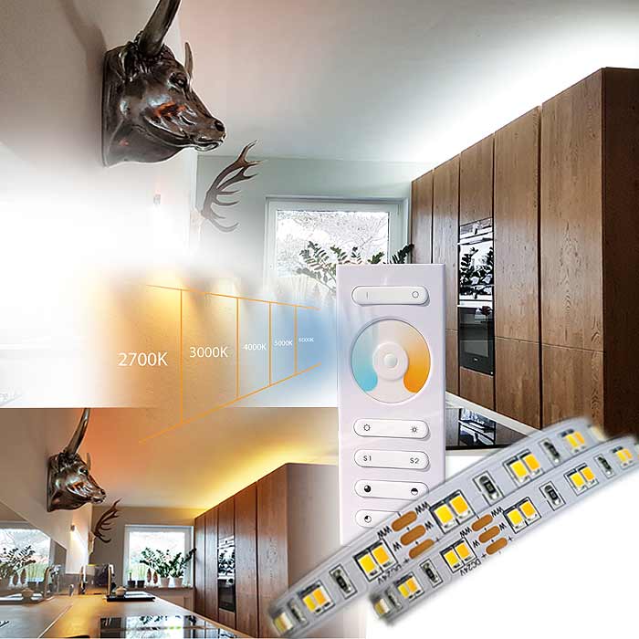 Küchenbeleuchtung in CCT-Lichtfarbe Dualweiss als Komplett Set 20m