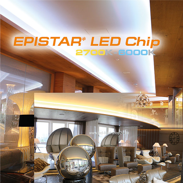 Zweifarbiger LED Strip in Lichtdecke verbaut