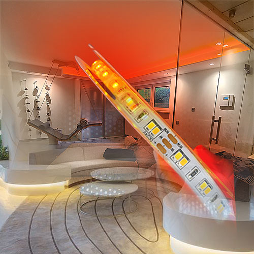 LED Strip für Wellness & SPA Indirekte Deckenbeleuchtung im Ruheraum in Orange und weiss