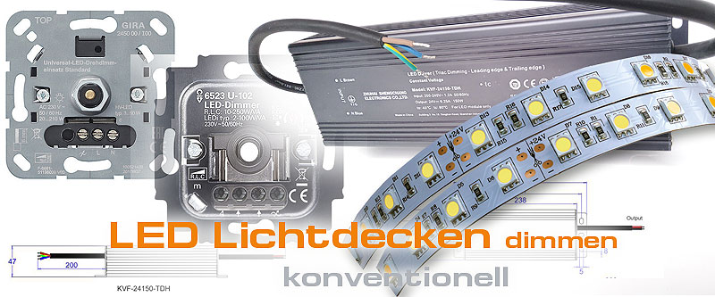 Led Streifen Systeme dimmen mit phasenanschnitt Dimmer konventionell