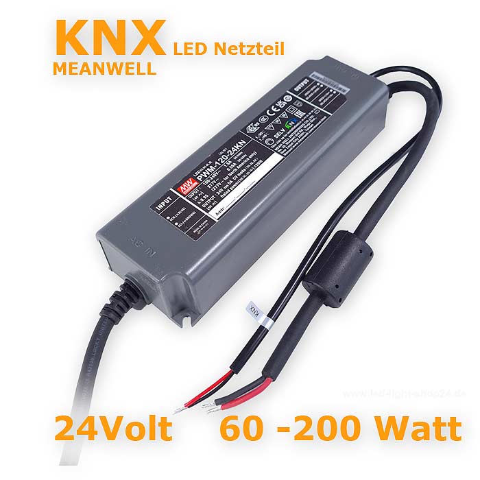 KNX Trafo zur Dimmung von LED Streifen und Beleuchtung über das KNX System von MEANWELL TYPEN: PWM-60 / 120/ 200 24KN