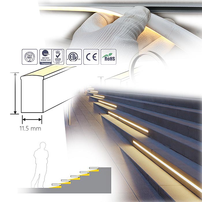 Lichtleiste in Betonstufen und Betondecke einbauen