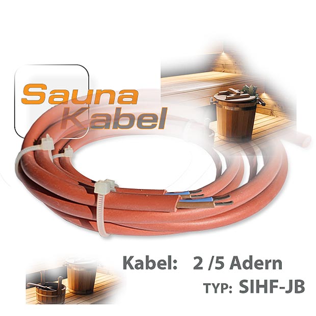 Sauna Kabel 2-adrig für LED Streifen und Temperaturfühler 0,75mm