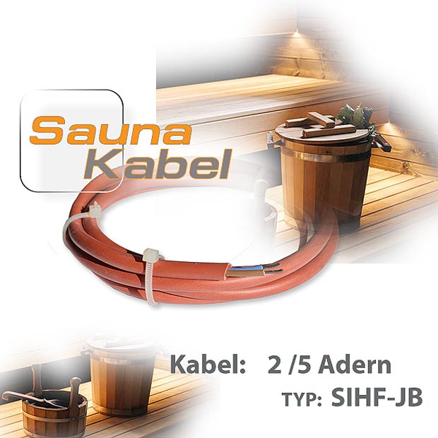 Kabel für Saunabeleuchtung aus Silikon TYP SIHF JB