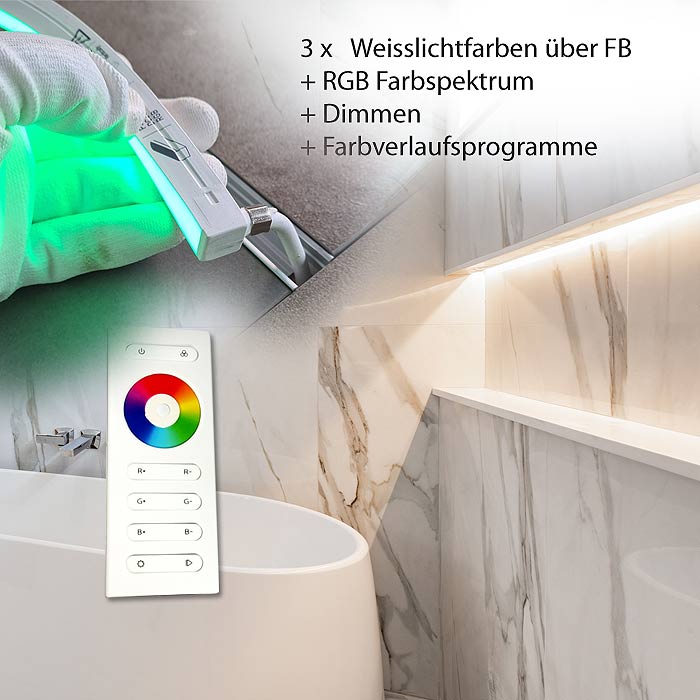 Perfekte Beleuchtung einer Wandnische in Fliesen eingebaut einer Dusche