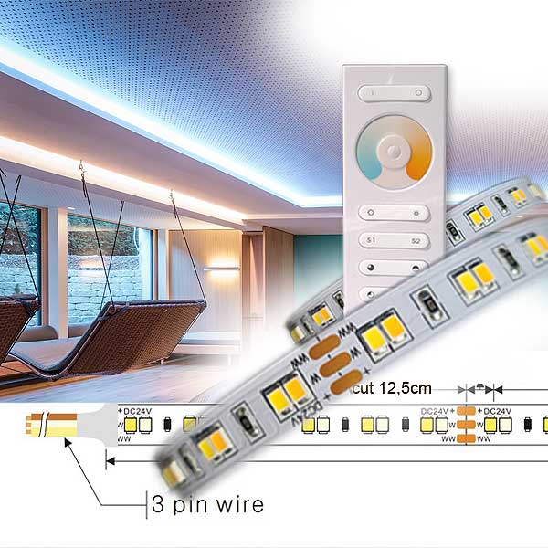 Indirekte Beleuchtung CCT LED Streifen Set für Lichtdecke 24 VDC Dualweiss