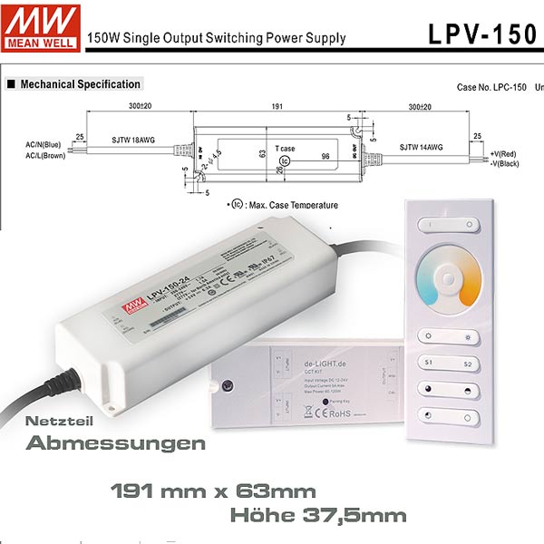 Mitgeliefertes Netzteil zum Kom plettset LPV 150 von MEANWELL