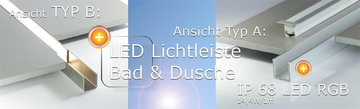 LED Beleuchtung in der Dusche mit homogen leuchtenden Led Komplettset Dusche