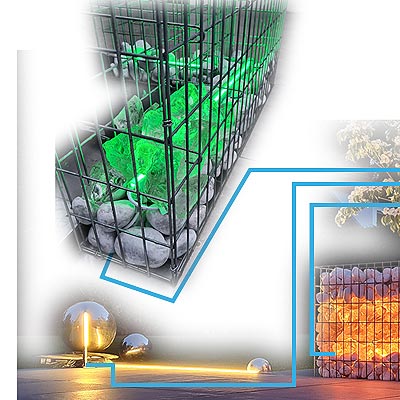 beleuchtete Gabionen richtig anschliessen
