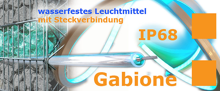 Gabionenbeleuchtung Montage Montagehoehe von Gabionenbeleuchtung im Drahtgitterkorb
