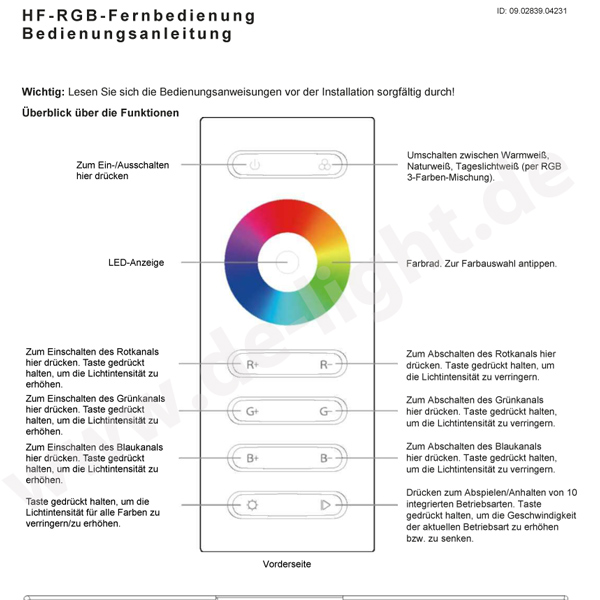 Bedienungsanleitung-LED Steuerung fuer die RGB Gabionen Seite 2