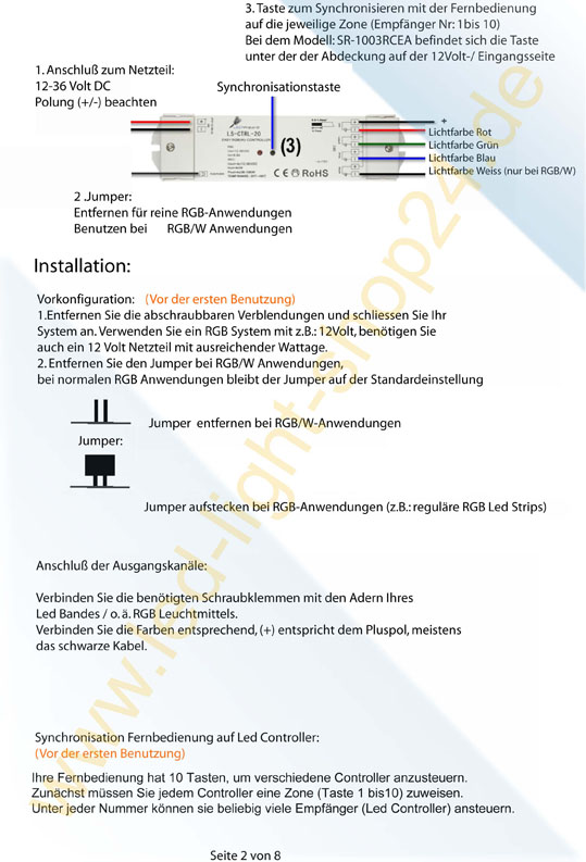 Anschluß des Led Controllers