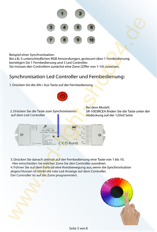 Programmierung des Led Controllers auf Fernbedienung