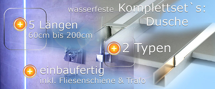 LED für die Dusche wasserfeste Lichtleiste in RGB im Sett