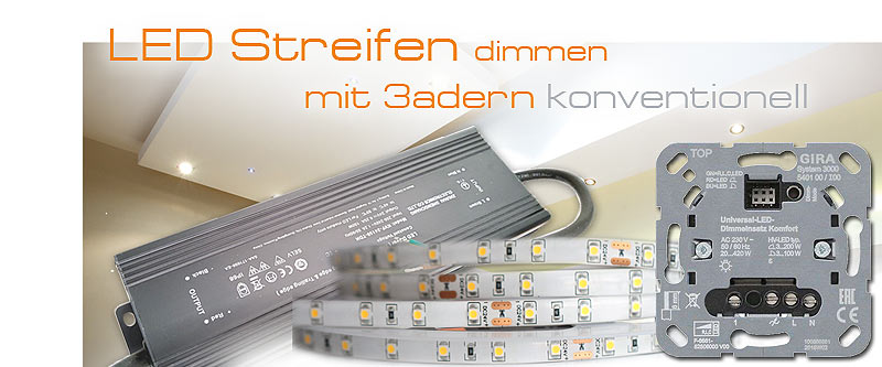 Lichtdecke aus LED Strips mit dimmbarem Trafo dimmen mit nur 3 Adern