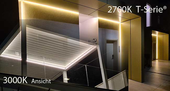 Leuchtmittel für Hausbeleuchtung und Licht für die Fassade eines Hauses in 2 Lichtfarben: 2700K und 3000K