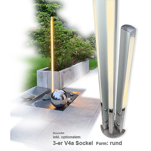 moderne Gartenbeleuchtung mit 3-flammigen Calamo Style Design Leuchte in weiss 